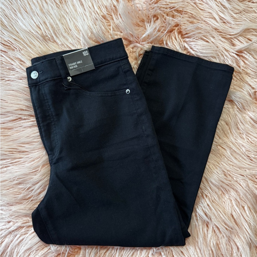 Express Women's Black Straight Ankle High Rise Jeans